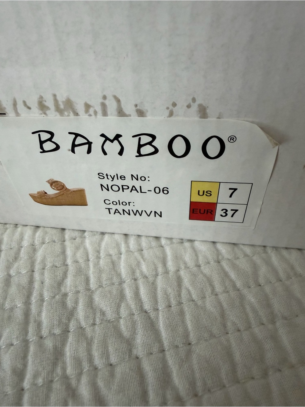 BAMBOO Natural Tan Woven Platform Sandals with Round Buckle - Picture 2 of 2